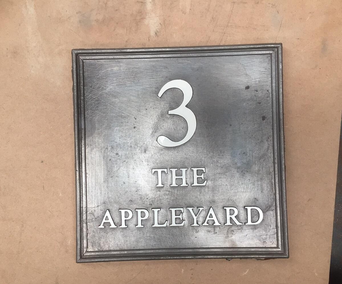 Lead square house sign 31x31 white