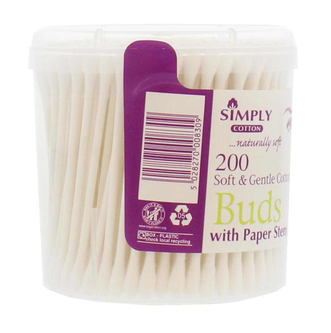 Simply Cotton Buds Paper Stem Tub 200's