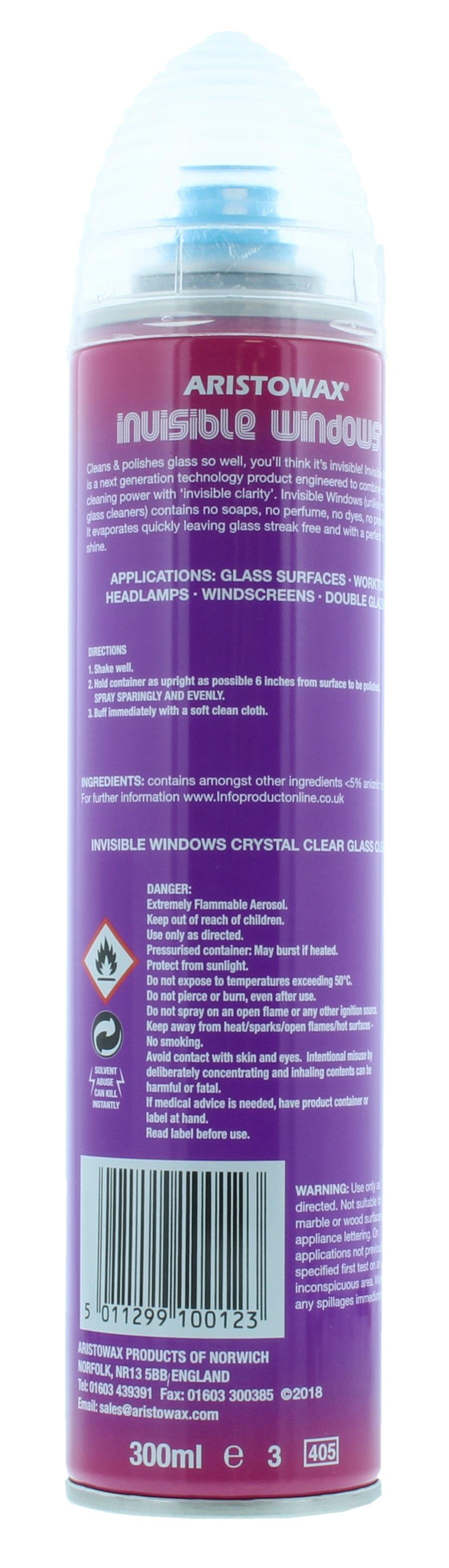 Aristowax Invisible Window Crystal Clear Foaming Glass Cleaners Spray 300ml