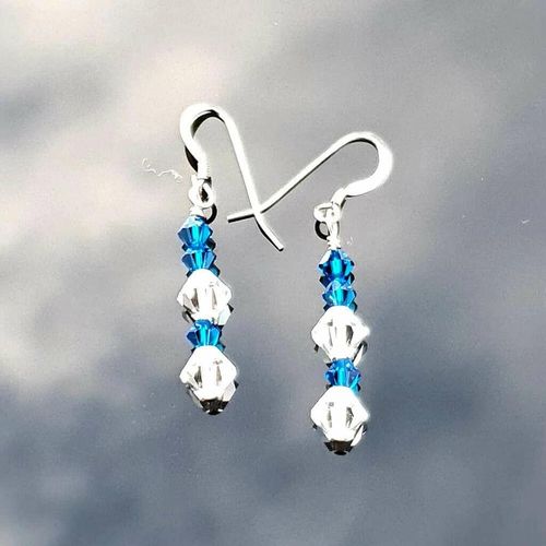 Sterling Silver Capri Blue Crystal Drop Earrings