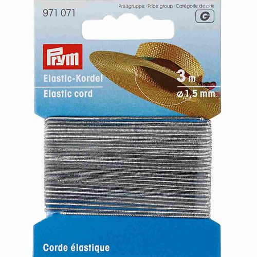 Prym Elastic Cord 1.5mm x 3m Silver 971071