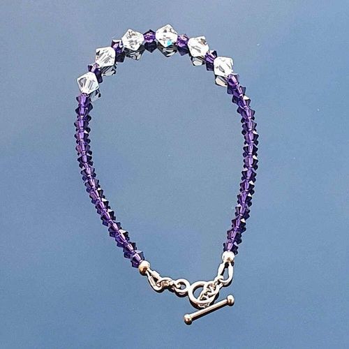 Sterling Silver Purple Velvet Crystal Bracelet