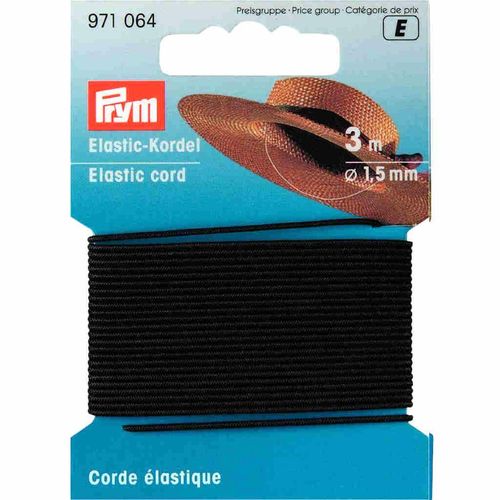Prym Elastic Cord 1.5mm x 3m Black 971064