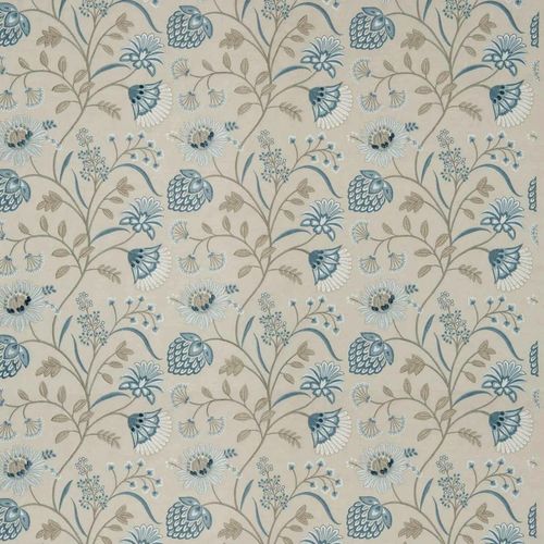 James Hare Siam Linen Fabric Natural/Eton Blue