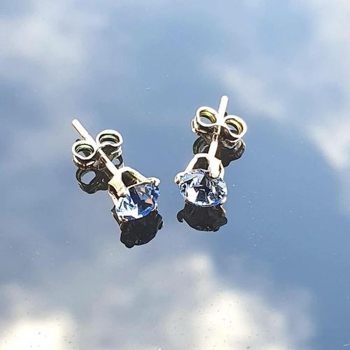 Sterling Silver Light Sapphire Crystal Stud Earrings