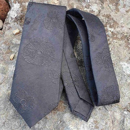 Pure Silk Necktie Embroidered Black 3"