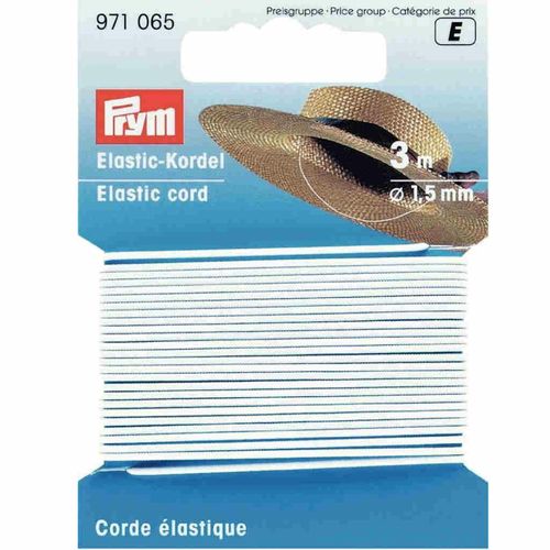 Prym Elastic Cord 1.5mm x 3m White 971065