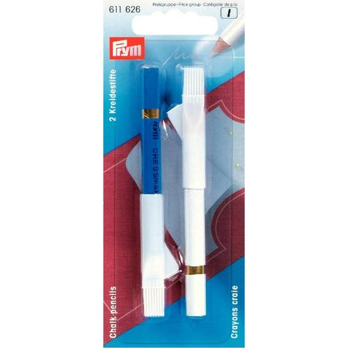 Prym Chalk Pencils with Brush White/Blue 611626