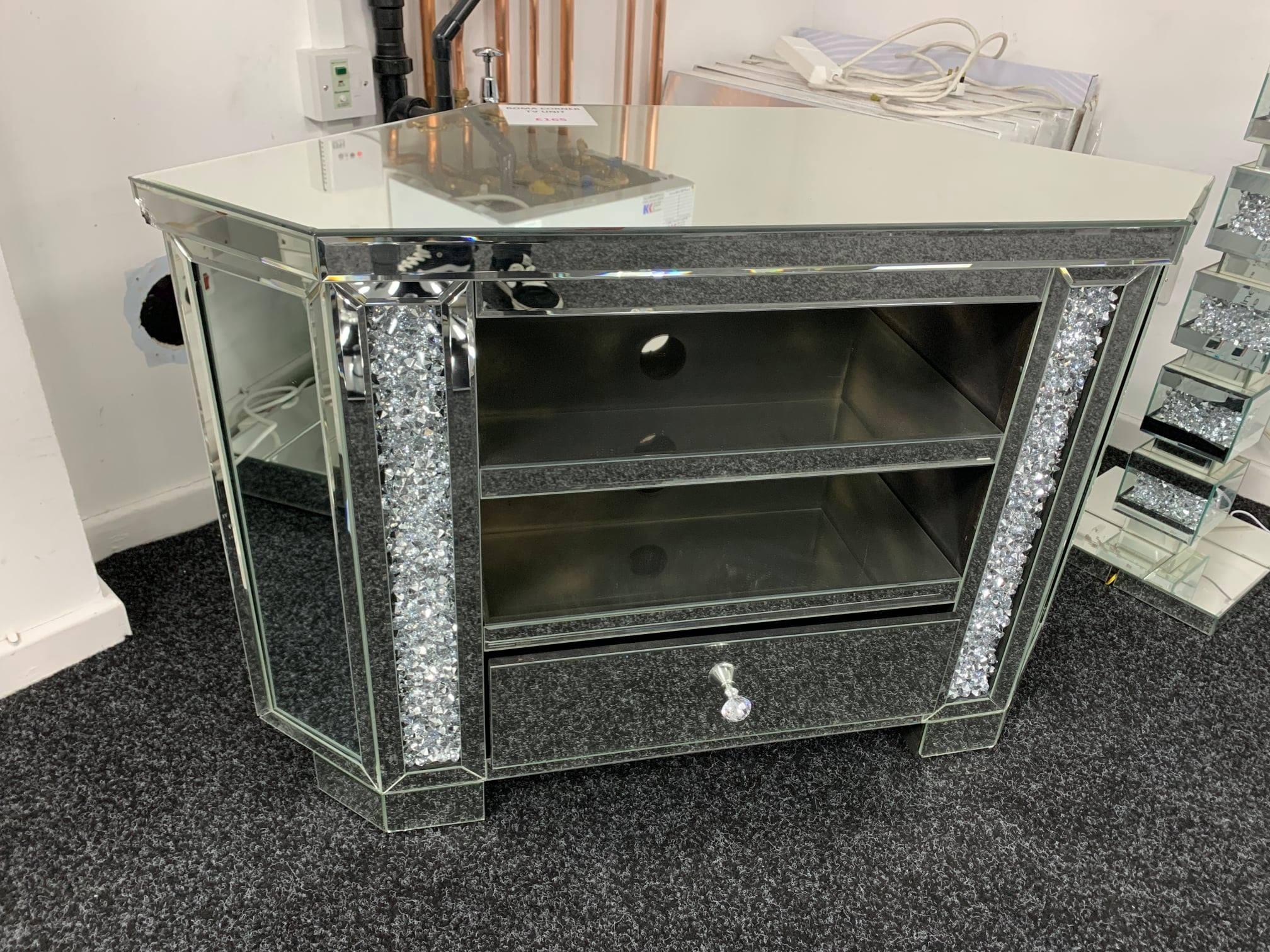 Roma crushed diamond Corner Tv cabinet