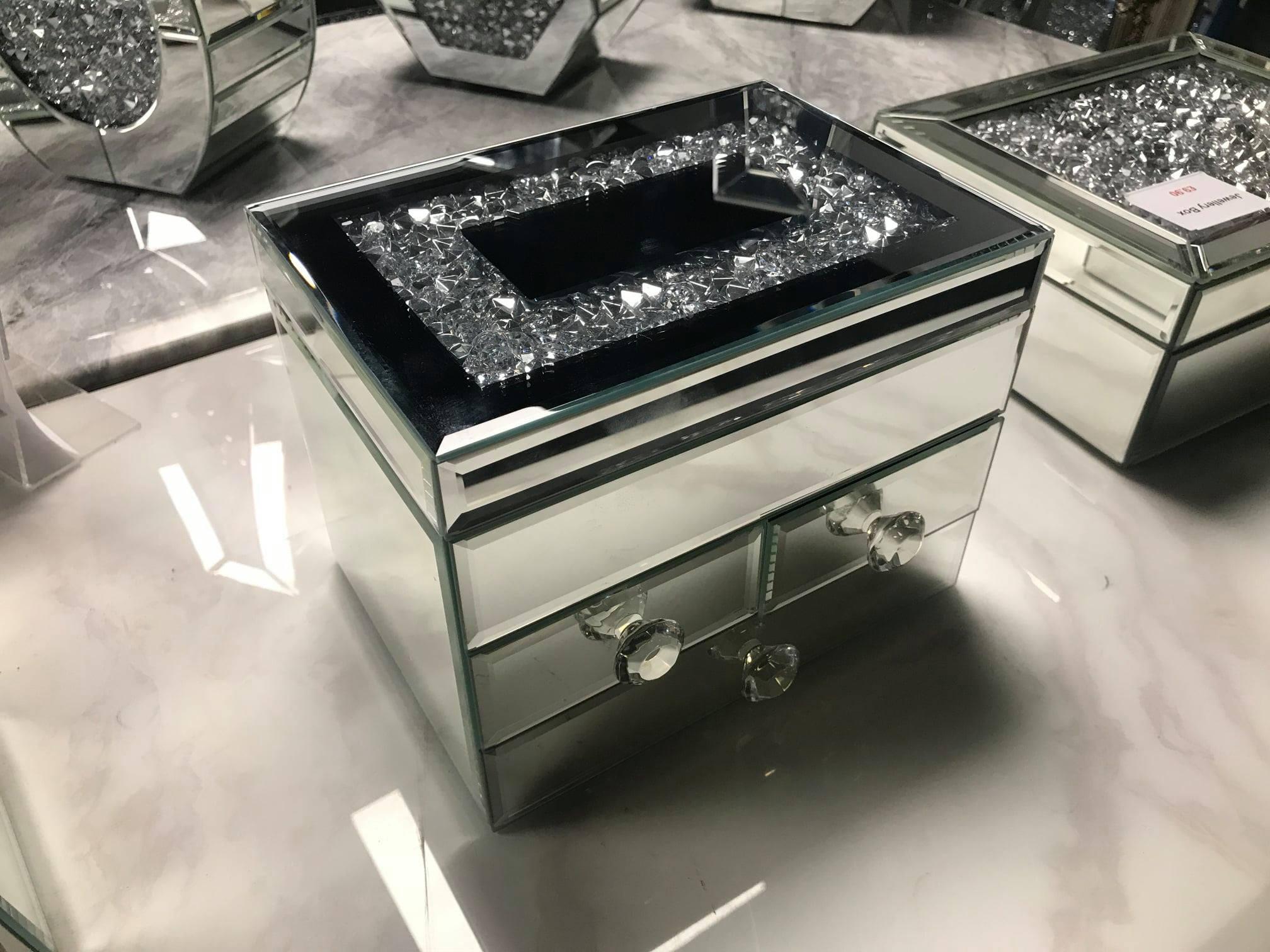 Roma crushed diamond jewellery box with drawers