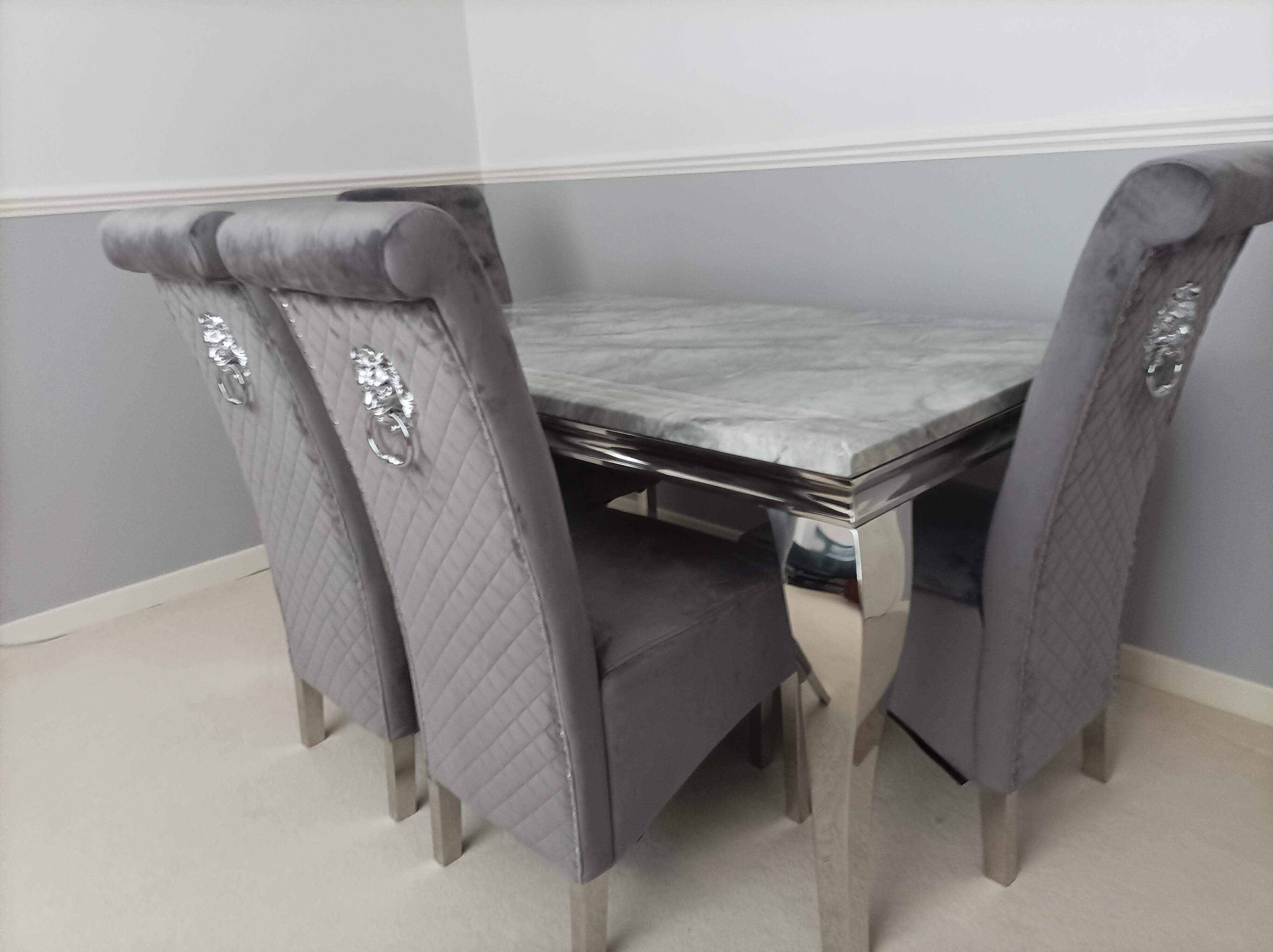 Lewis grey Marble dining set - 120cm with 4 chairs