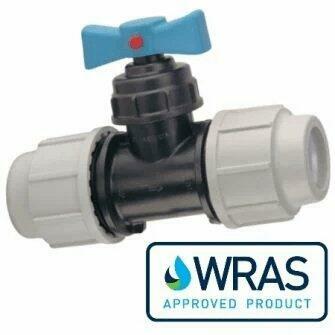 32mm WRAS APPROVED MDPE COMPRESSION STOP TAP VALVE
