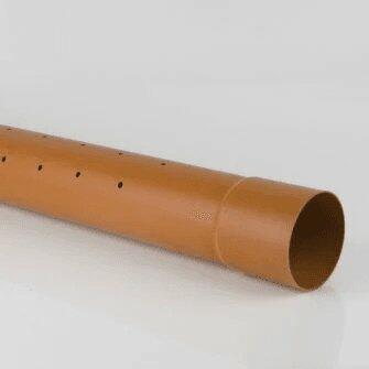 110mm x 3m Perforated Underground Drainage Pipe Single Socket