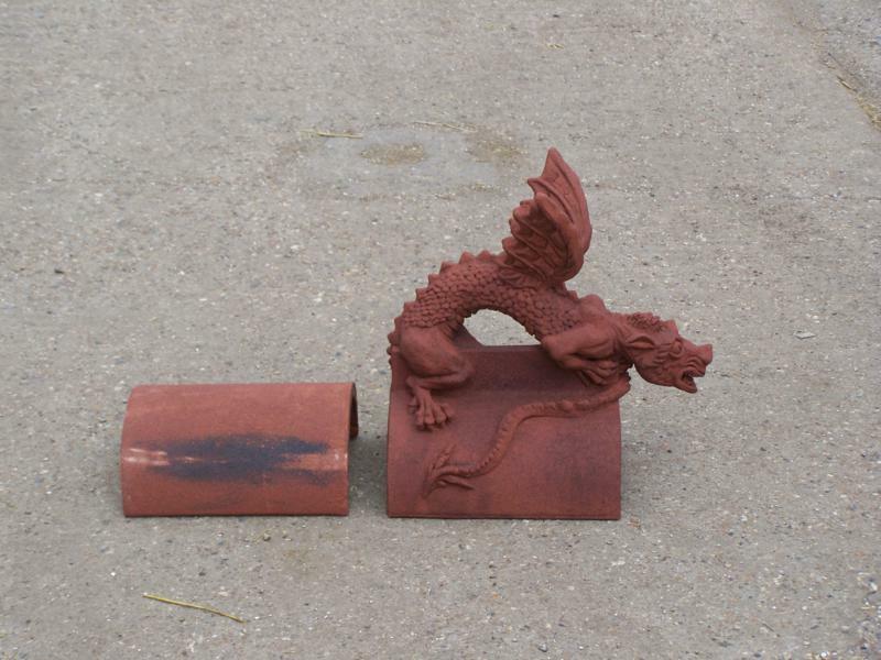 Marley colour baby roof dragon terracotta half round roof finial