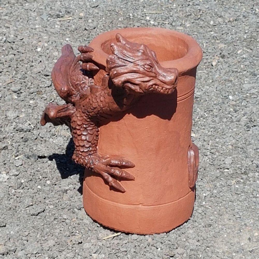Dragon chimney pot two tone glaze effect