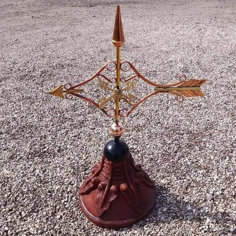 Victorian arrow weathervane supplied on a round ridge tile capping