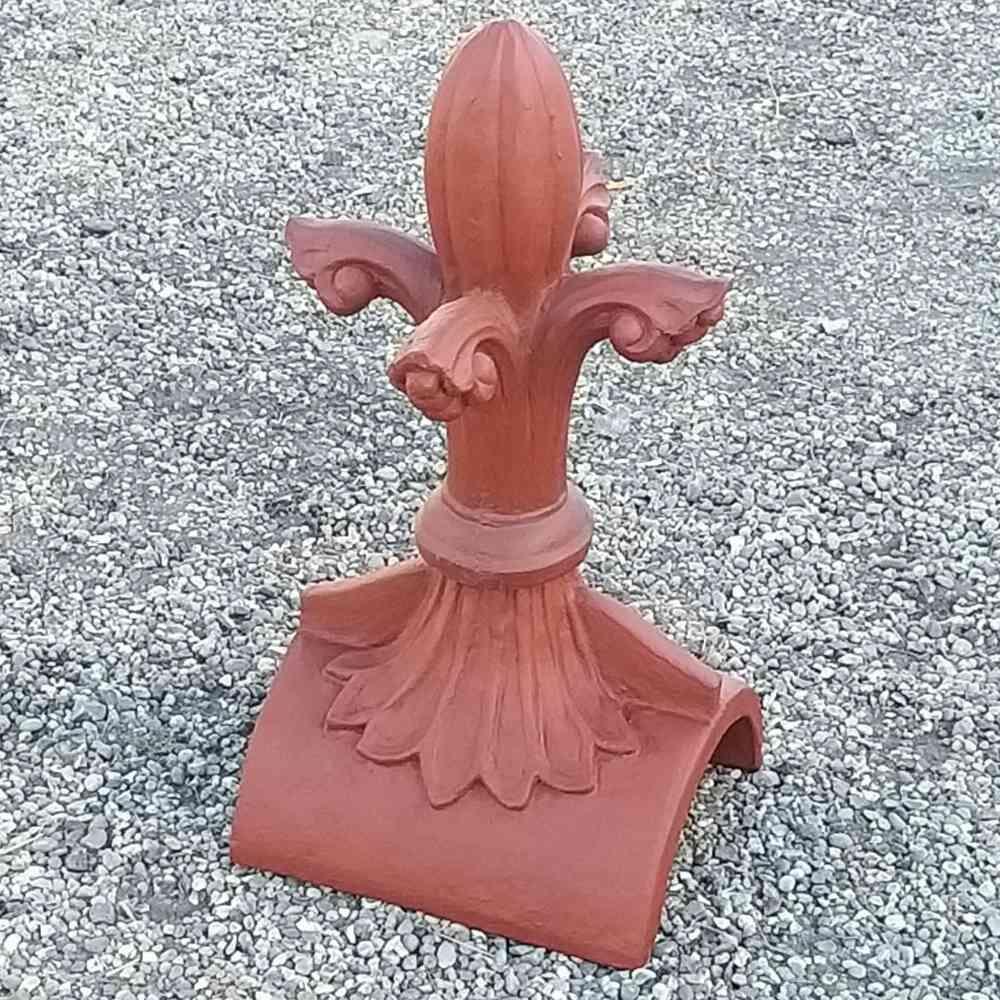 Half round ornate fleur de lys ridge finial