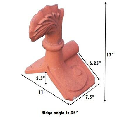 Small curved leaf finial measurements