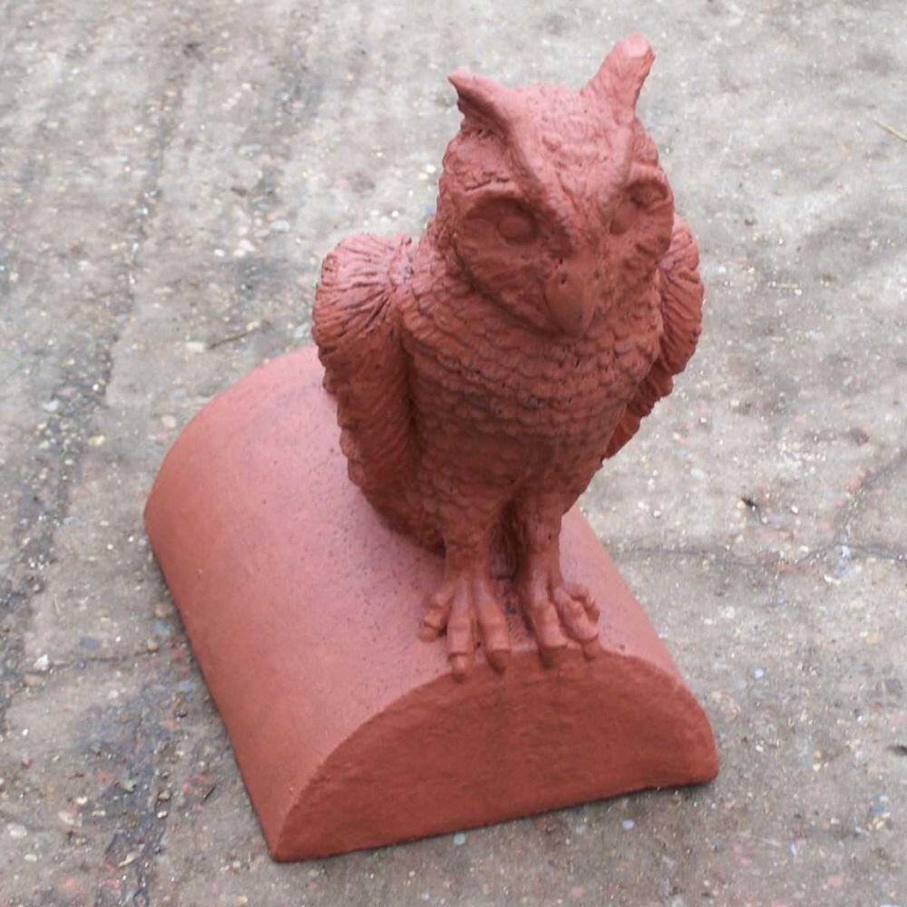 Terracotta owl roof finial