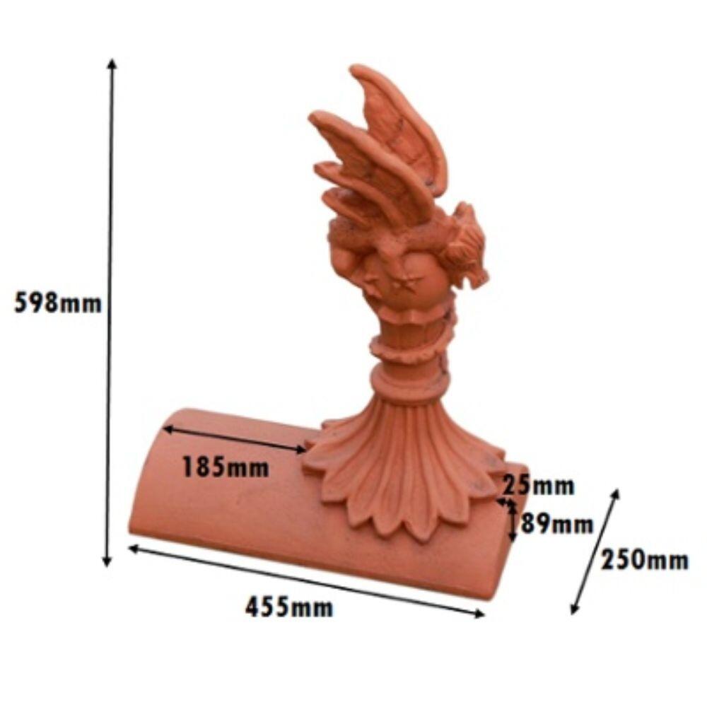 Dragon crest segmental stop end finial measurements