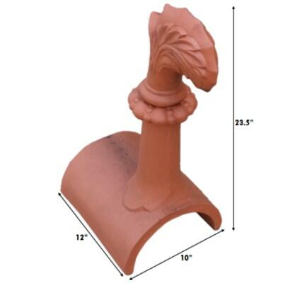 Tall half round cuved leaf finial measurements