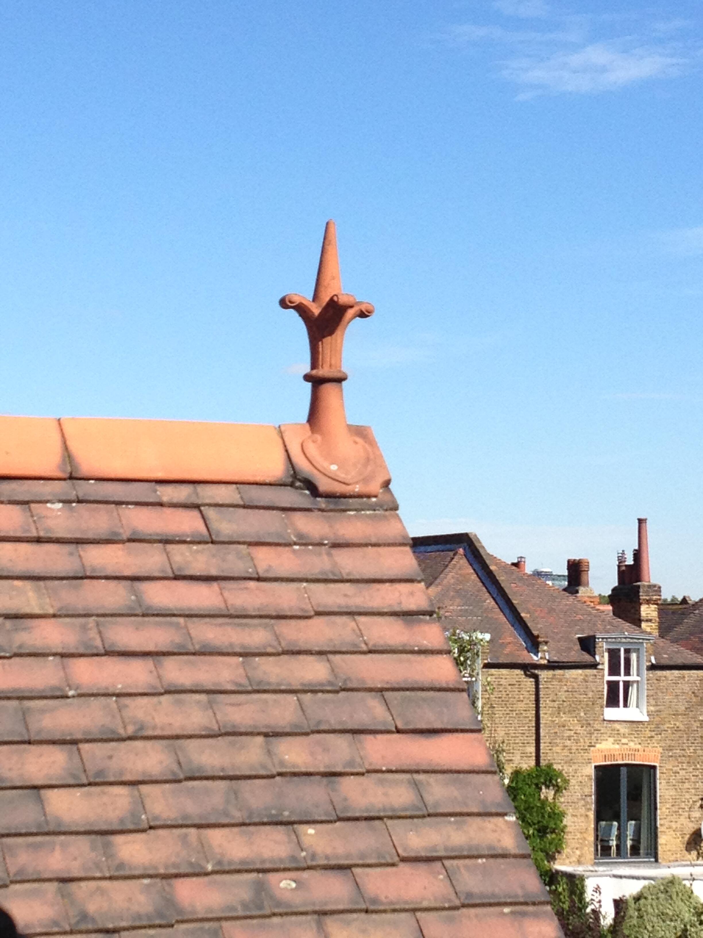 British roof finials and architectural ridge tiles for roofs