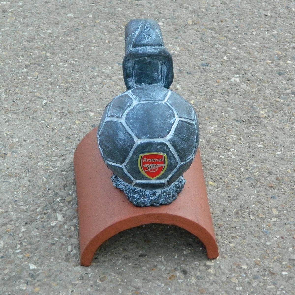 Two tone football finial grey and terracotta