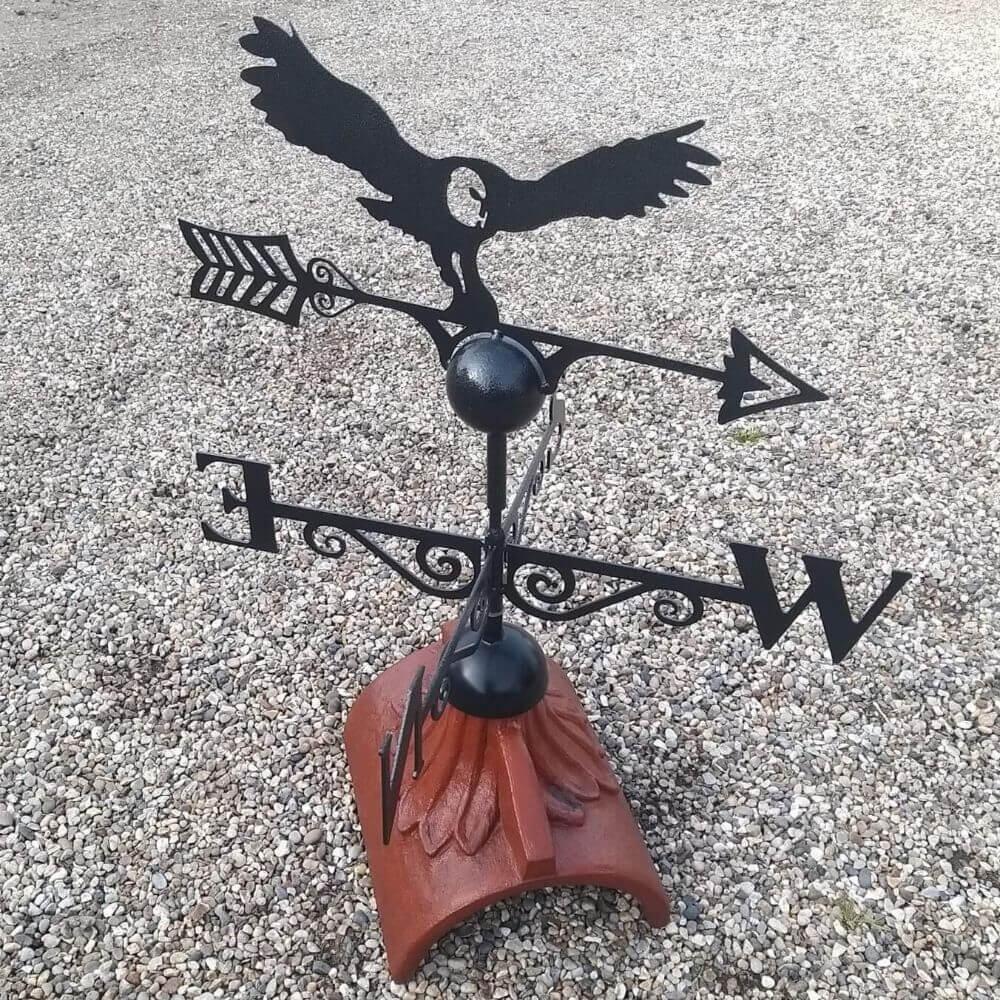 Owl weathervane supplied on a half round roof tile