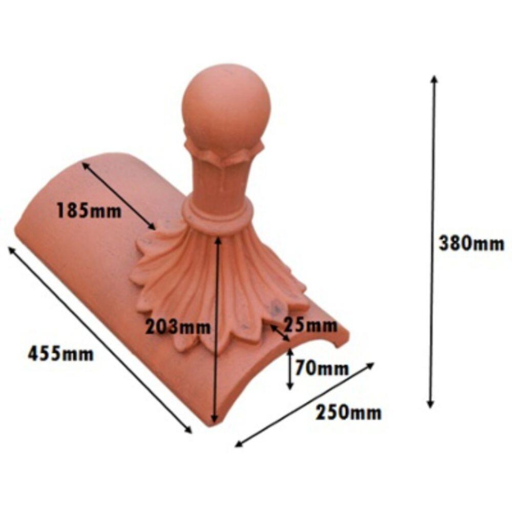 Ball crest segmental finial measurements