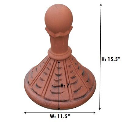 Round 8 leaf ball roof finial measurements