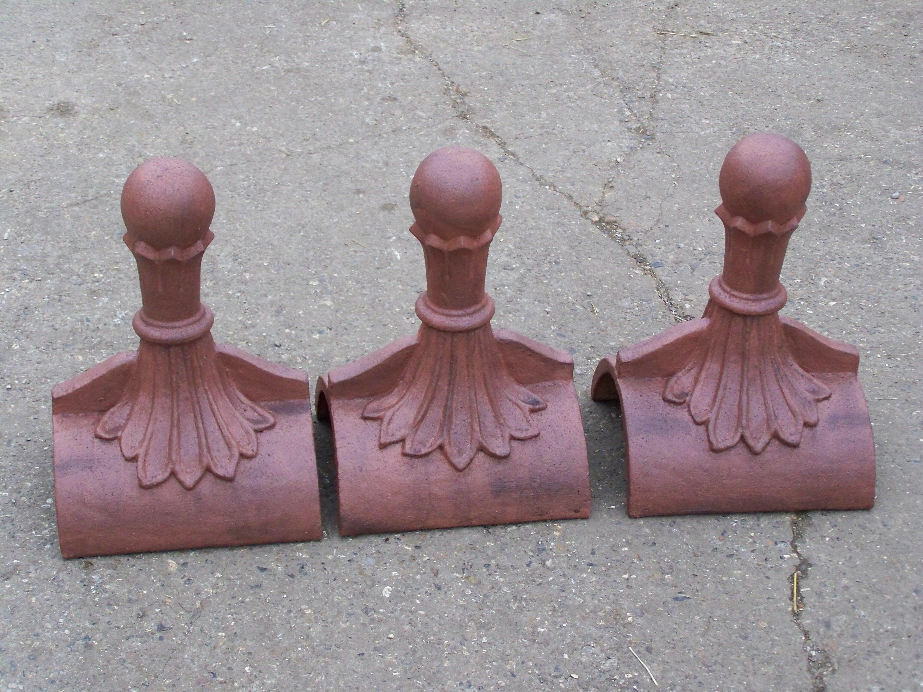 Ball finial colour matched with redland burnish, half round finials