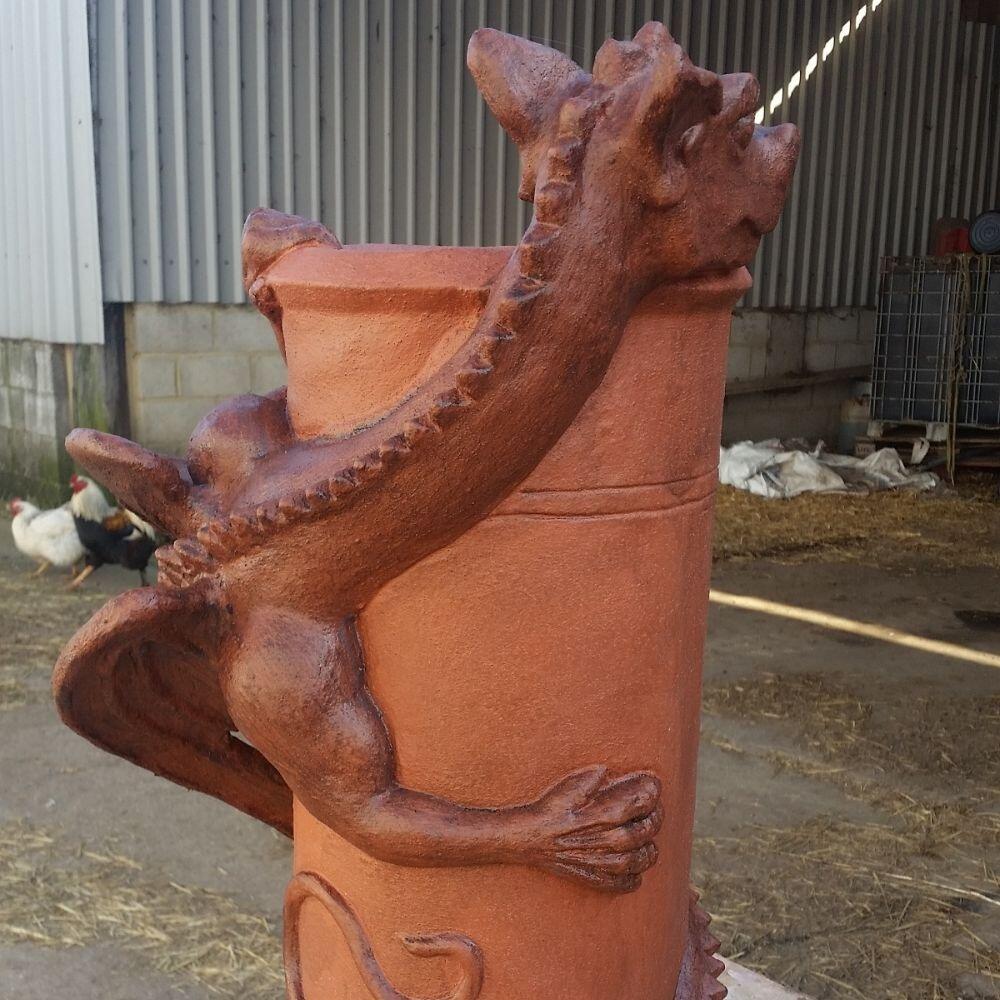 Chimney pot dragon two tone glaze at the workshop