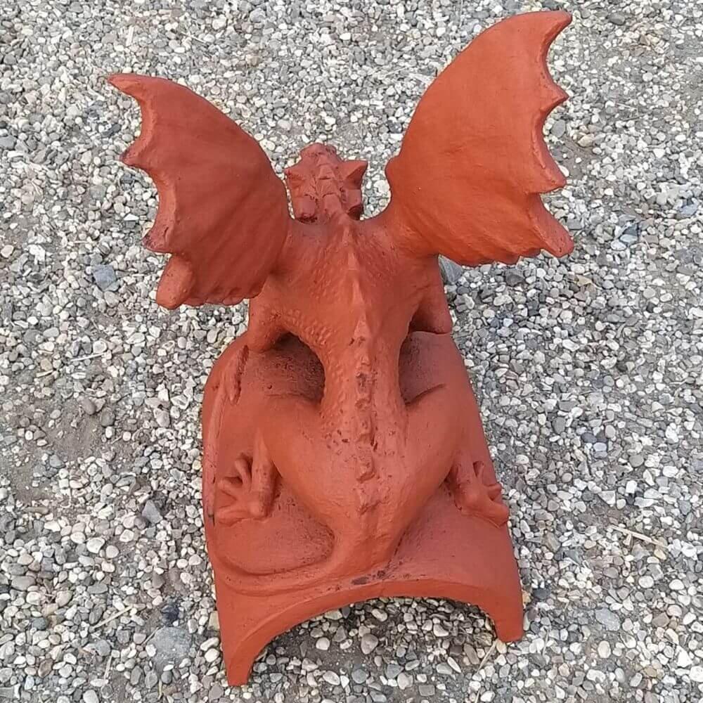 Terracotta knightwing dragon finial