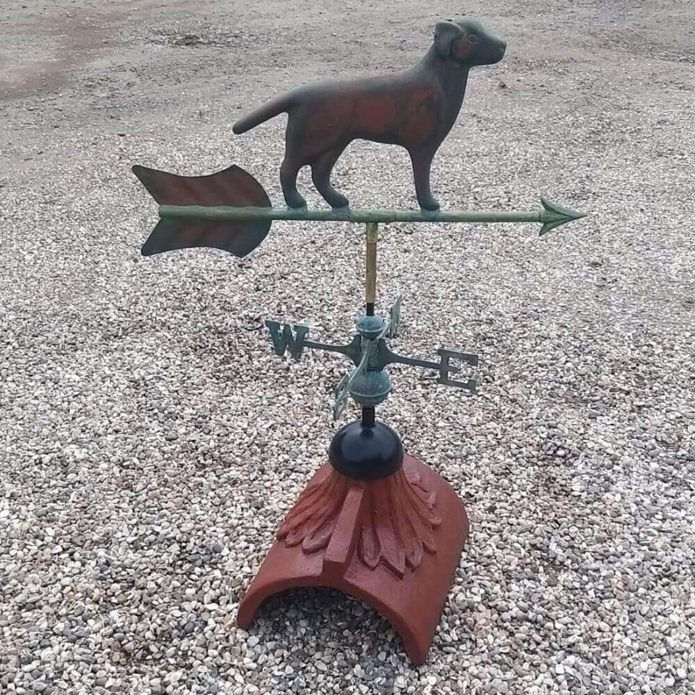 Labrador weathervane supplied with a half round roof finial