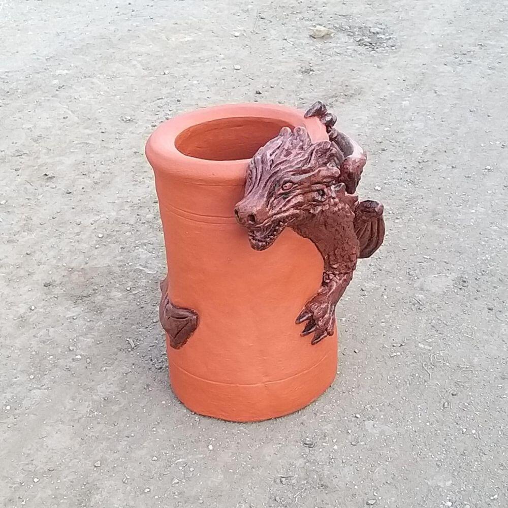 Dragon chimney pot 2 tone glaze