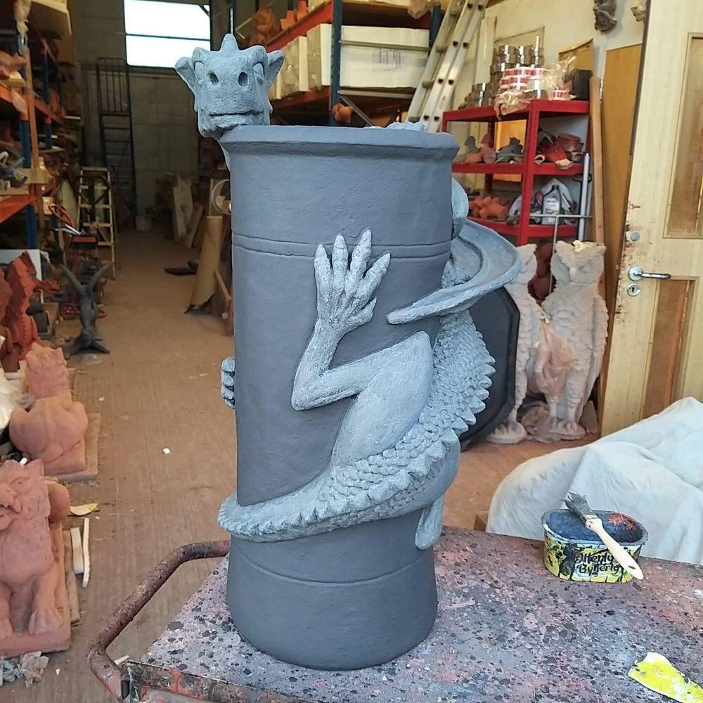 Chimney pot dragon two tone slate grey at the workshop