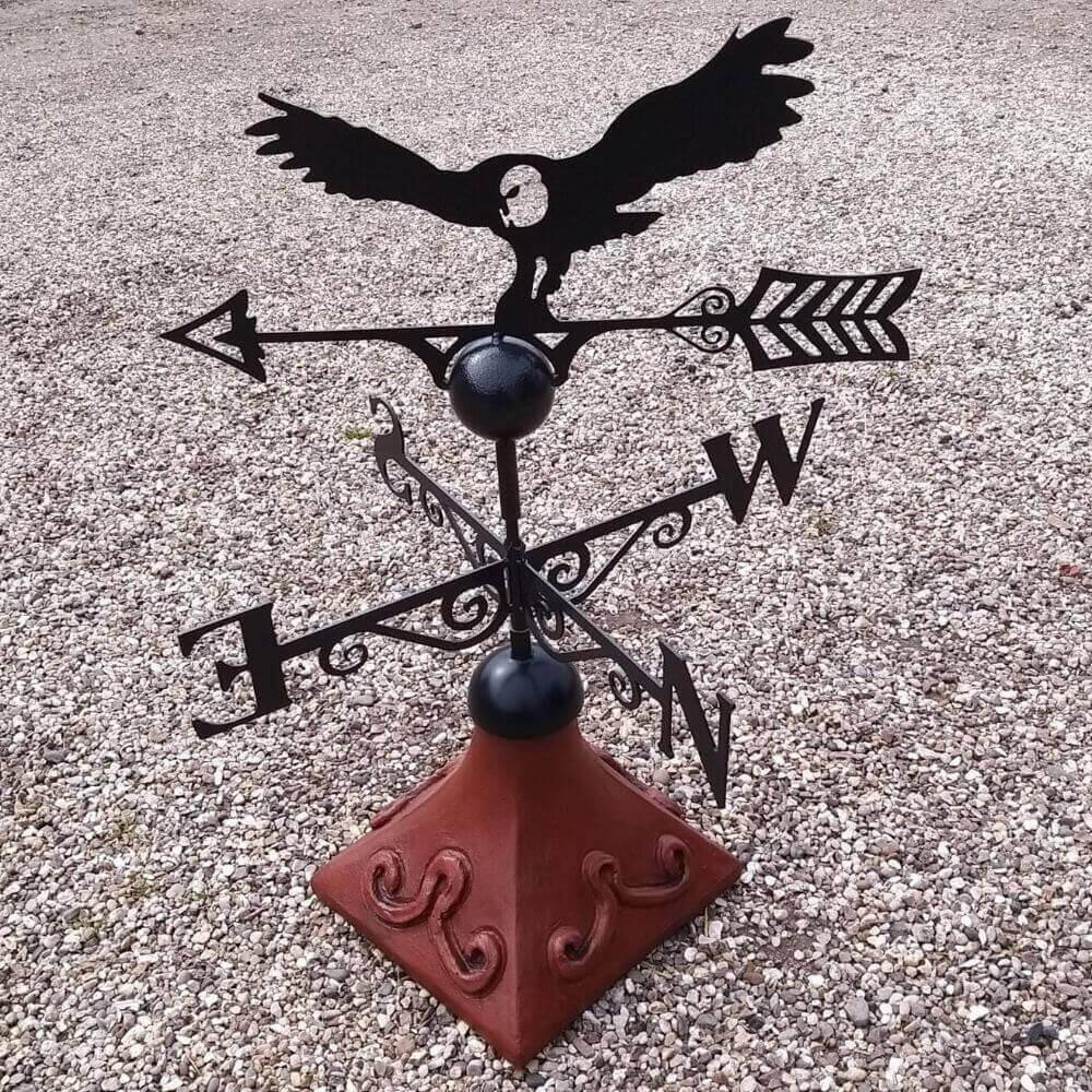 Owl weathervane supplied on a square roof tile capping