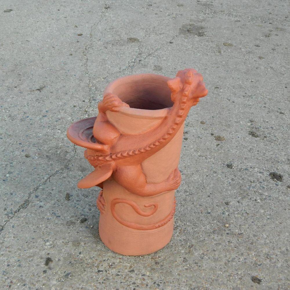 Terracotta dragon chimney pot two tone