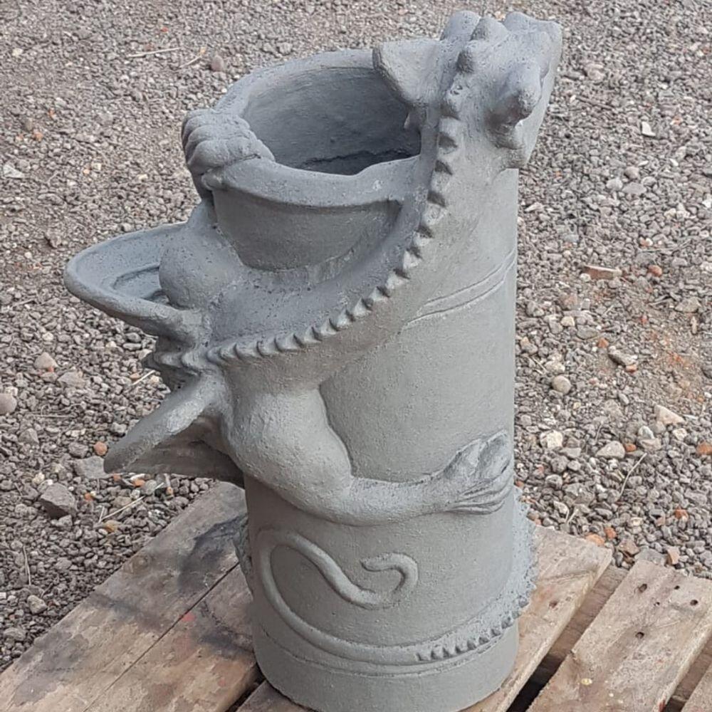 Dragon chimney pot in slate grey