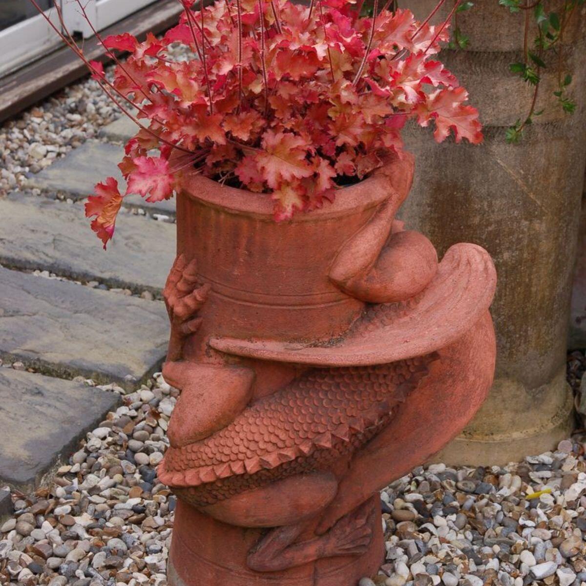 Chimney pot dragon garden planter