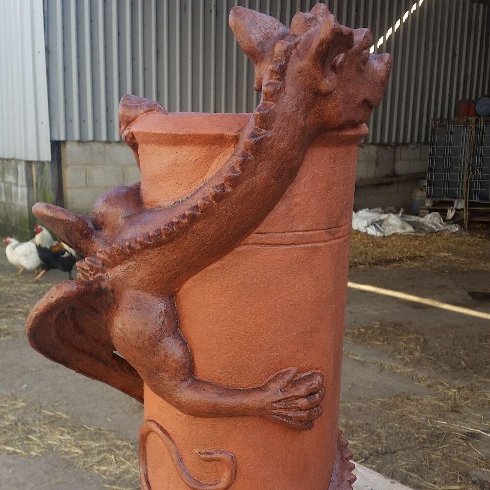 Dragon chimney pot two tone glaze