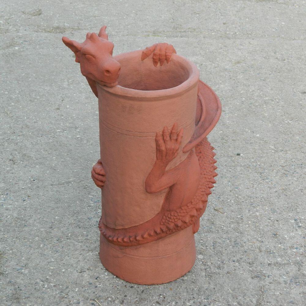 Terracotta dragon chimney pot two tone sculptured dragon