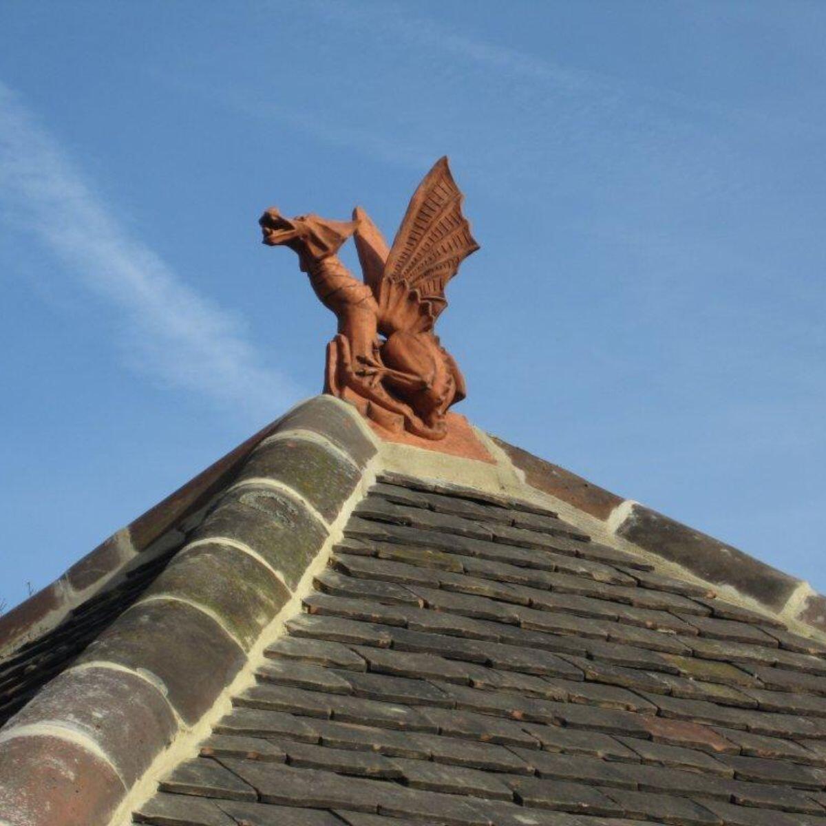 Emperor dragon finial installed on a roof