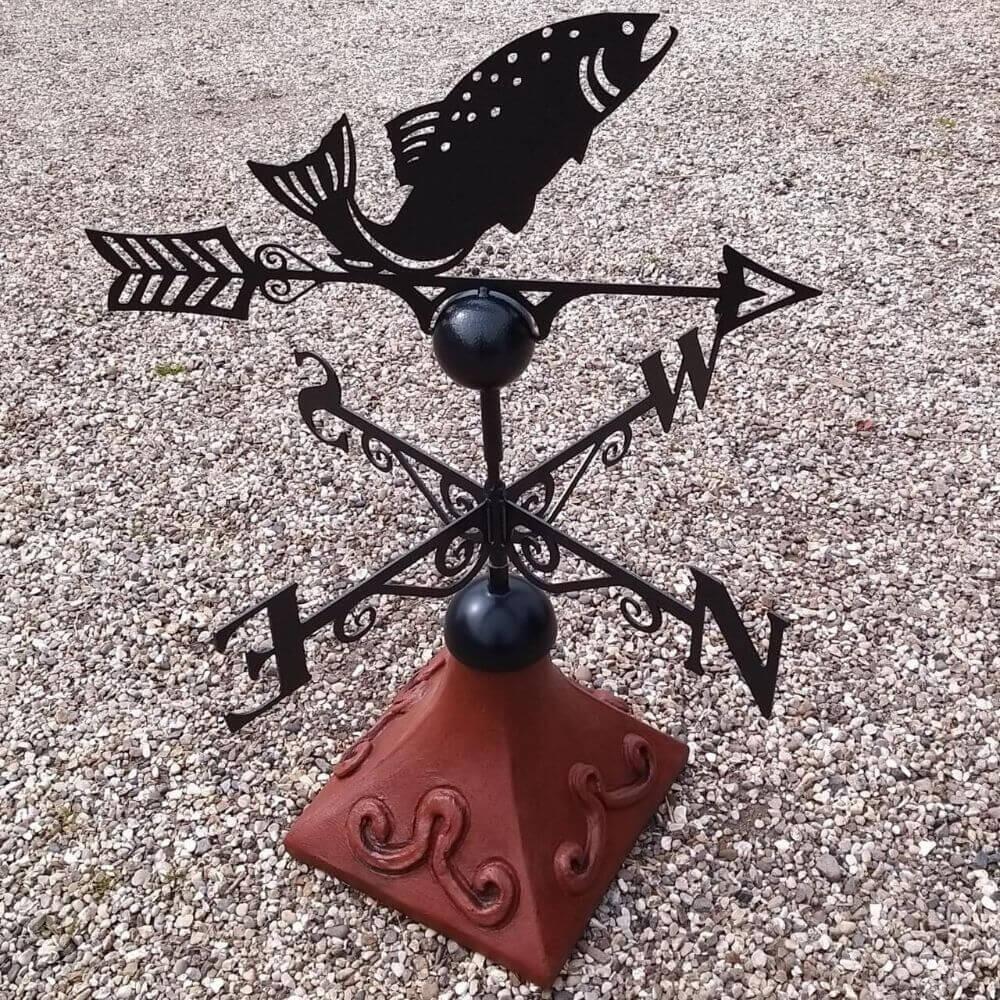 Fish weathervane supplied with a square ridge tile
