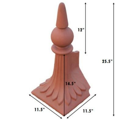 Block end spike ball roof finial measurements