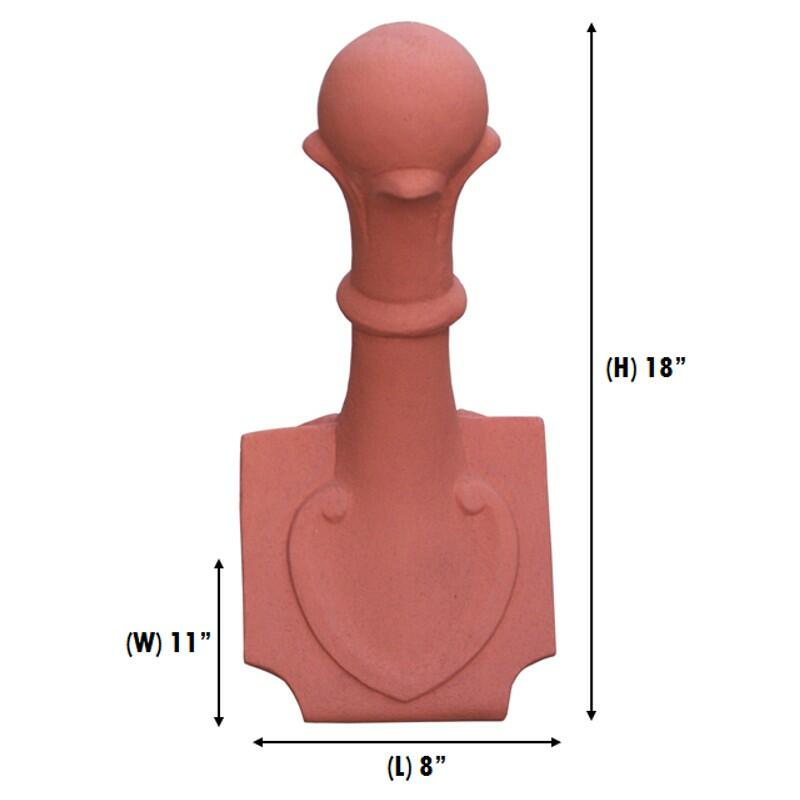 Scrolled heart 4 leaf ball finial measurements
