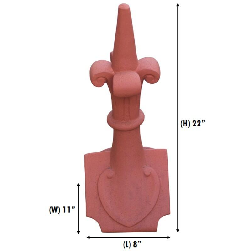 Scrolled heart fleur finial measurements