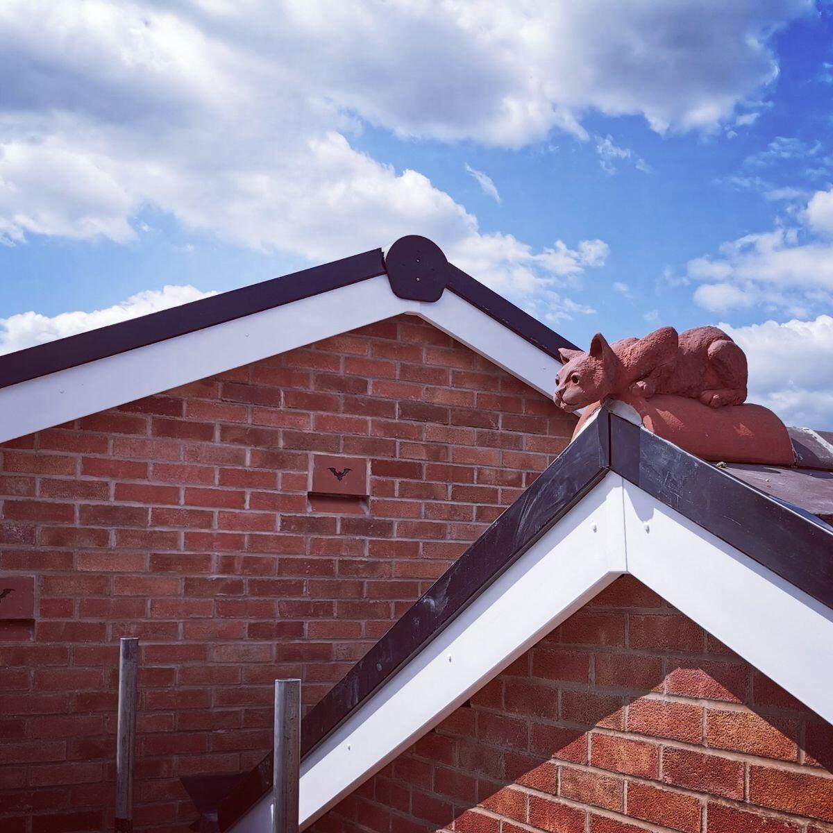 Felix cat roof finial installed on a roof