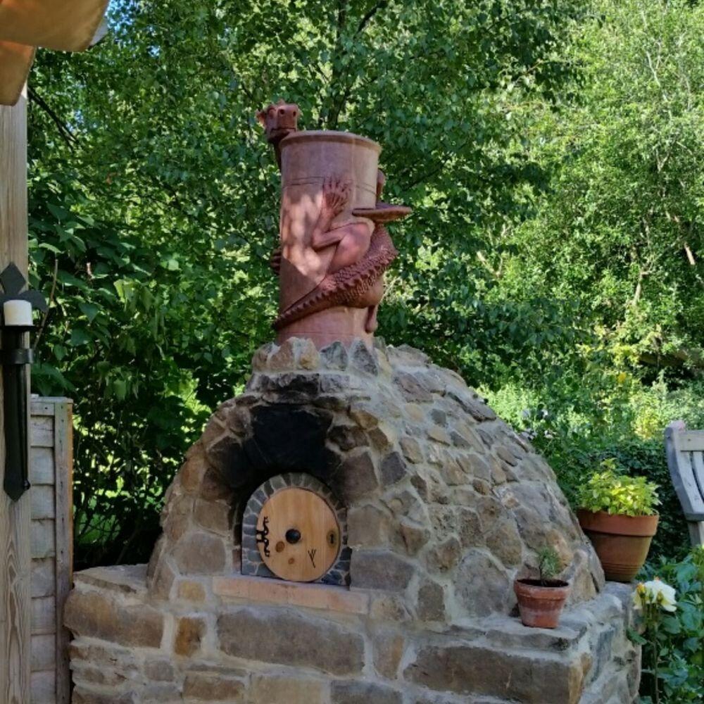 Chimney pot dragon two tone terracotta