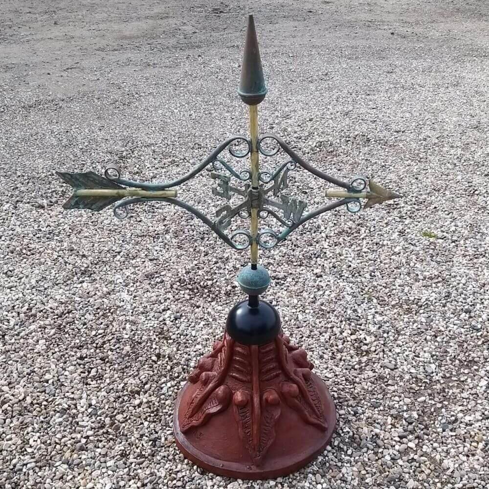 Victorian arrow weathervane supplied with a round ridge tile capping